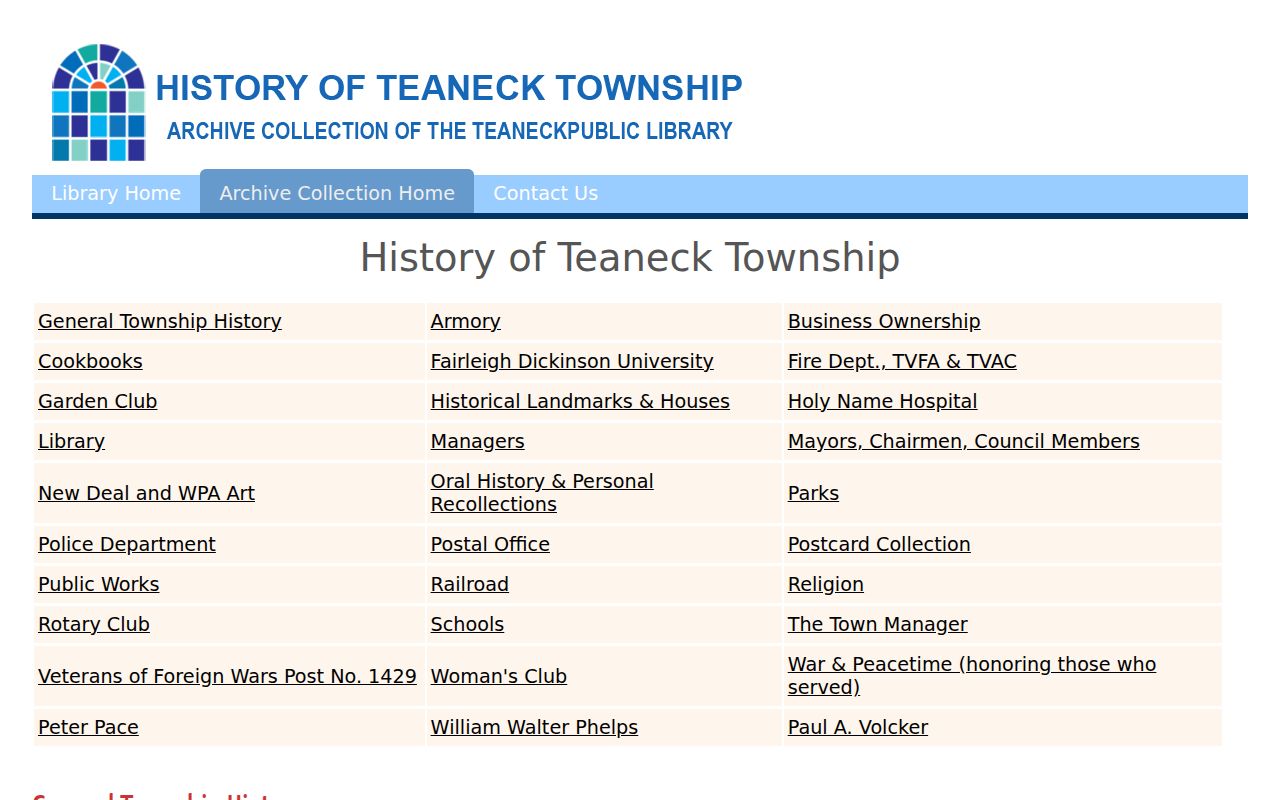 Teaneck city directory companion material in the Teaneck History archive