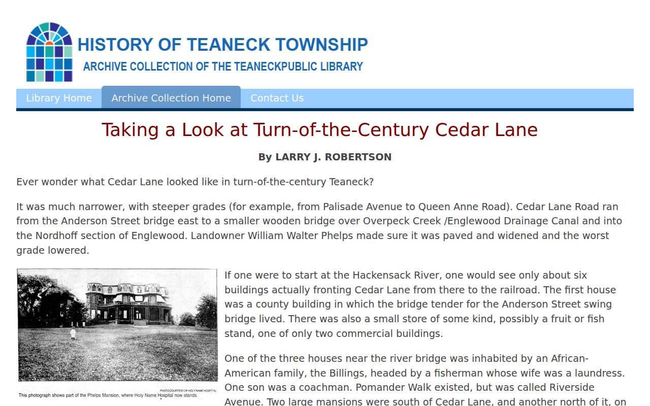 Teaneck city directory research through the Teaneck Library Cedar Lane history