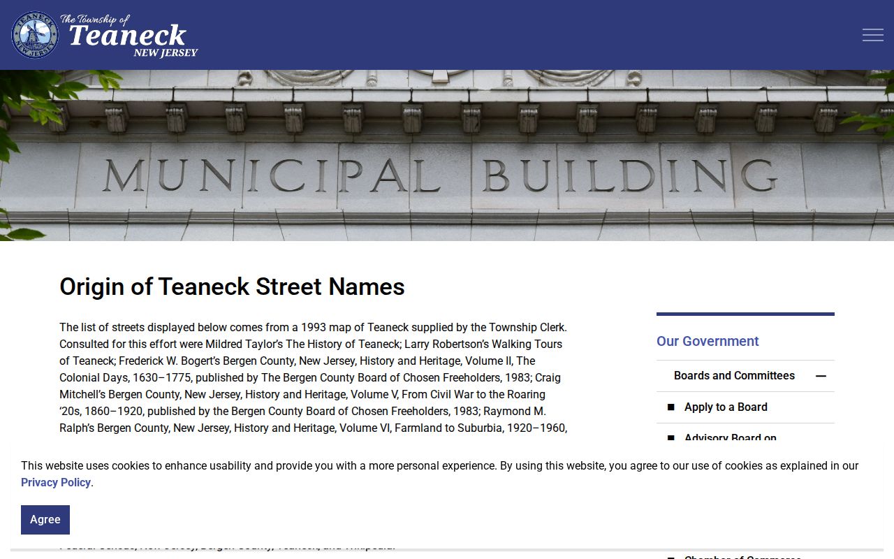 Teaneck city directory address research using historic street-name material