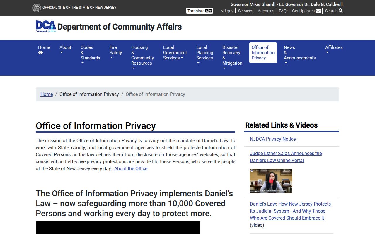 Teaneck residents directory Daniel's Law privacy notice