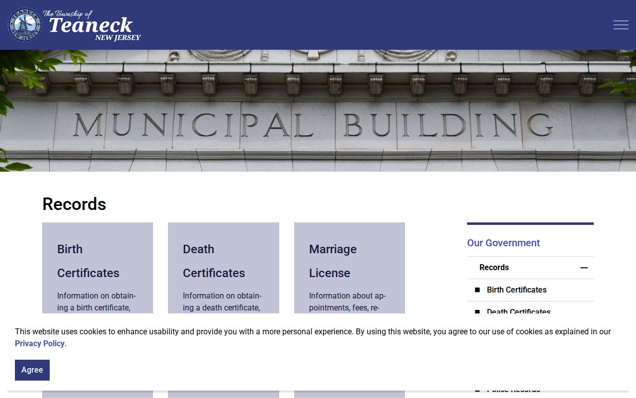 Teaneck residents directory municipal records options