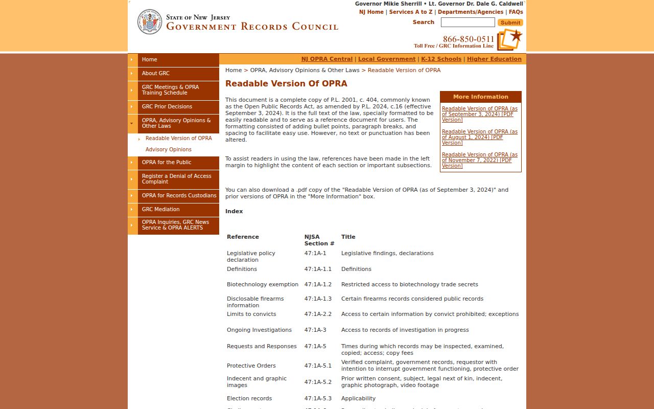 Teaneck residents directory OPRA change information