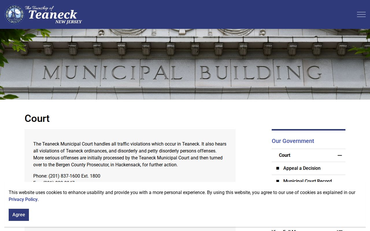 Teaneck residents directory municipal court information