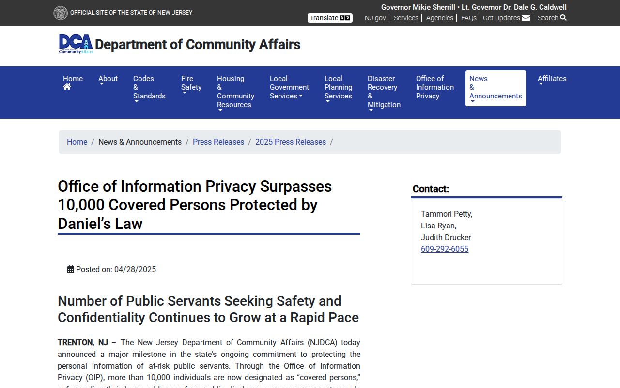 New Jersey Daniel's Law privacy-program update