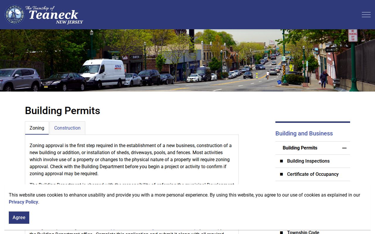 Teaneck street directory building permit process