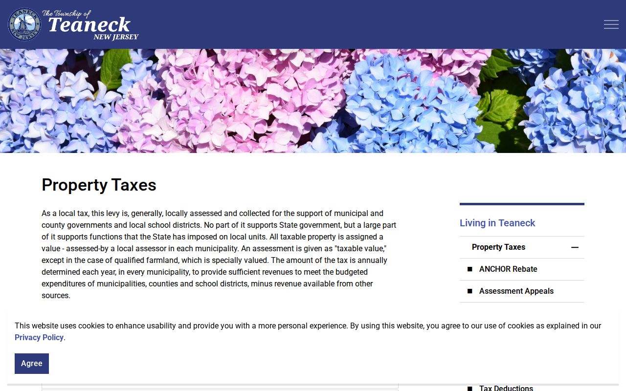 Teaneck ZIP reference for municipal property-tax records